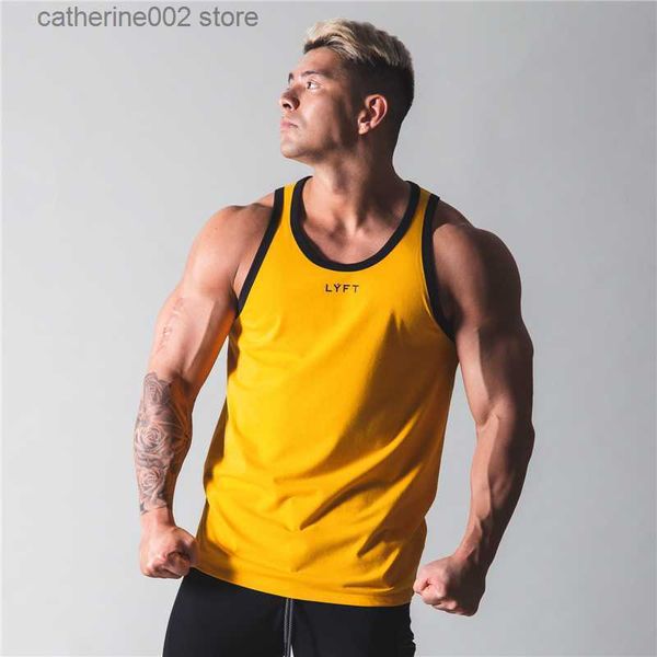 T-shirts pour hommes Sports Bodybuilding Gilet Gym Workout Fitness Coton Chemise Sans Manches Vêtements De Course D'été Casual Vent Solide Couleur Gilet T230601