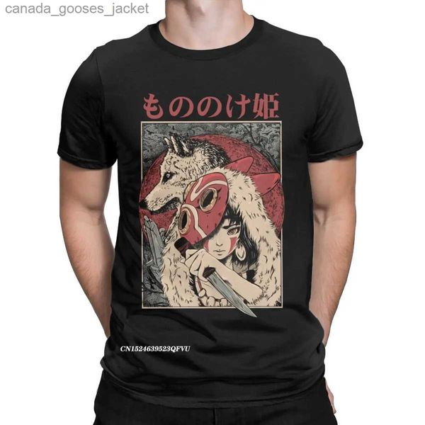 Camisetas para hombres SS Mononoke Hime Camiseta de gran tamaño Anime Ghibli Ropa alternativa Casual Gráfico Harajuku Tees Camisas L231208