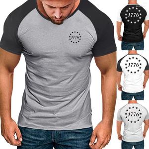 T-shirts pour hommes été 1776 mode col rond hommes T-Shirt surdimensionné à manches courtes 4 juillet imprimer sport Fitness ample et