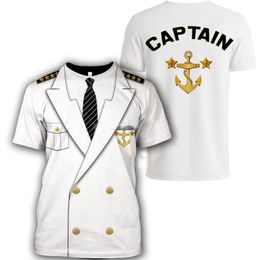 T-shirts hommes Summer Captain T-shirt Casual surdimensionné à manches courtes Vêtements de plein air Mode Streetwear Mâle Cosplay Uniforme Tops Tees 230321