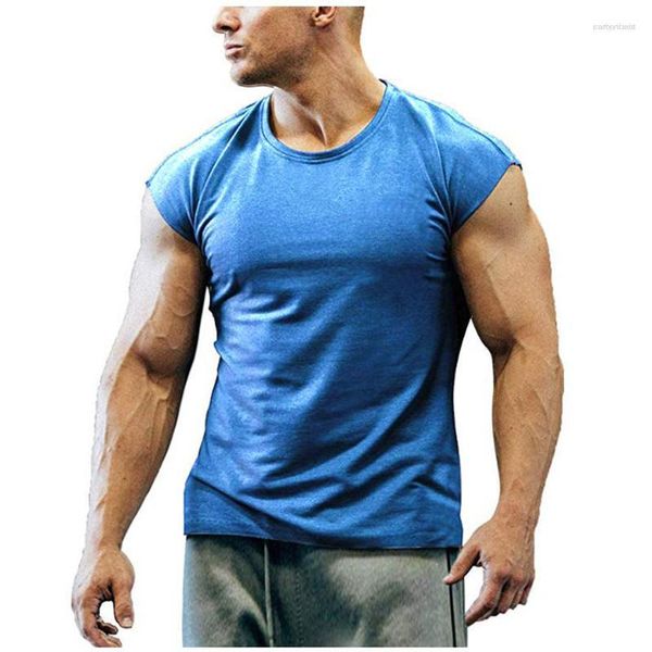 T-shirts hommes hommes été hommes T-shirt Muscle débardeur hommes couleur unie sport décontracté sans manches homme bretelles T-shirts mâle entraînement