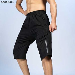 T-shirts voor heren heren zomers shorts rijbroek licht lange kalf lengte shorts man elastische taille band snel droge stretch 6xl zwart bermuda mannelijk j230522