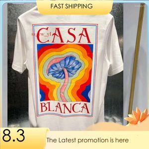 T-shirts T-shirts T-shirts T-merkontwerper T Tees Rainbow Mushroom Letter Afdrukken Korten Katel losse Men Casa Blanca Dameshemd 562