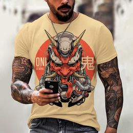 Camisetas para hombres Camiseta para hombres Samurai japonés Bushido Fantasmas y dioses Nuevo patrón Poliéster Hombres usan camiseta de manga corta Ropa estampada Redonda 022223H