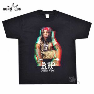 T-shirts voor heren T-shirt voor heren Rapper K-King Von Rip Graphic Tshirt Unisex Katoen Vintage Zwart T-shirt Casual 80 90S Hip Hop Streetwear Tees J230602