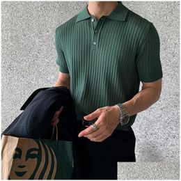 T-shirts masculins hommes S t-shirts 2023 Vêtements de luxe Shirt Casual Striped Bouth Down Couleur Couleur courte Sleeve pour respiration M 3xl DH1KT