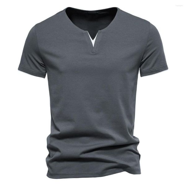 T-shirts pour hommes T-shirts pour hommes 2023 été col en v T-shirt à manches courtes coupe ajustée mode serré vêtements de sport décontractés Fitness PA9S