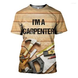 Camisetas para hombre Camisetas para hombre Carpintero Carpintería 3D Impreso Moda Verano Harajuku Camiseta Unisex Top O-cuello Manga corta Gota C22