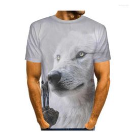 T-shirts masculins T-shirts masculins Fashion Round Neck Street Short à manches à manches Animal Print Lion 3D T-shirt d'été décontracté lâche