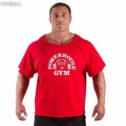 T-shirts pour hommes T-shirts pour hommes Fitness hommes chemise de musculation manches chauve-souris chemise de chiffon Gym Fitness Muscle course T shirtL240110