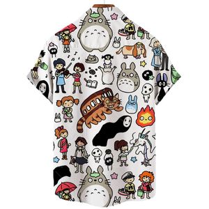 Heren T-shirts Heren T-shirts Miyazaki Hayao My Neighbor Totoro Heren Shirt 3D Leuke Kat Gezichtsloos Masker Casual Zomer 2390