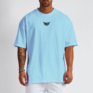 T-shirts T-shirts voor heren T-shirts MUSCLEGUYS Oversized T-shirt Men lieten schouder met korte mouwen T-shirt zomers fitness mesh losse basketbal jersey gym kleding 230418 vallen