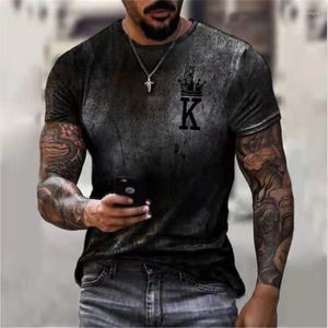 Heren t shirts heren t-shirts poker k gradiënt 3d print korte mouw mannen shirt Europees en Amerikaanse mode heren zomer ronde nek