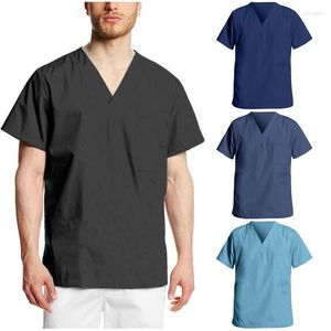 Camisetas para hombre, camisetas para hombre, camiseta de manga corta salvaje clásica a la moda, camiseta de uniforme de lactancia de Color sólido con cuello en V, camiseta #3