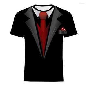 T-shirts pour hommes T-shirts pour hommes Street Hip Hop Style Suit Tie Print T-shirt Summer Fashion Daily Men Wear Thin Section Harajuku Retro