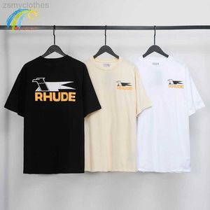 Camisetas para hombres Camisetas para hombres Verano Primavera Moda Streetwear Swallow Print T Hombres 1 Algodón Albaricoque Negro Blanco Rhude Top