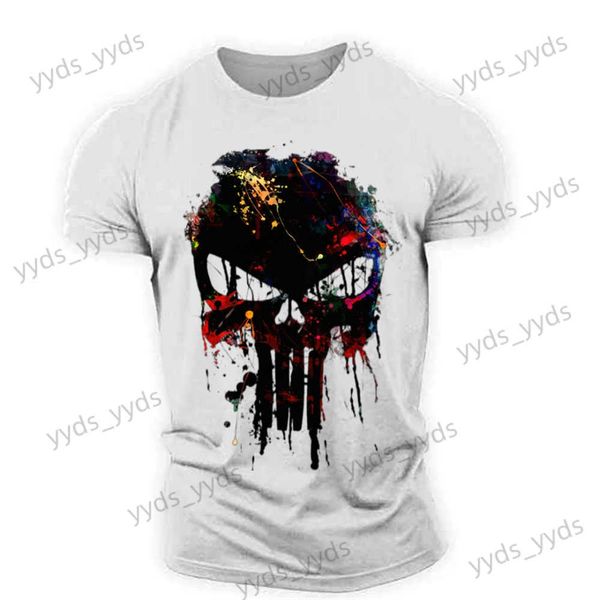 T-shirts hommes T-shirts vintage pour hommes 3D squelette imprimé rue rétro Sparta manches courtes hip hop hauts t-shirt surdimensionné homme vêtements amples T240124