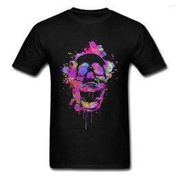 T-shirts pour hommes Hommes Chemise Cool Tendance Rose Aquarelle Crâne Tshirt Garçon Hip Biker T-shirts Pour Faddish Death Band Tee