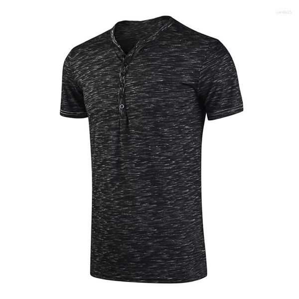 T-shirts pour hommes hommes chemise à manches courtes T-shirt mode col en V bouton T-shirt hauts t-shirts arrivent vêtements élégants pour hommes