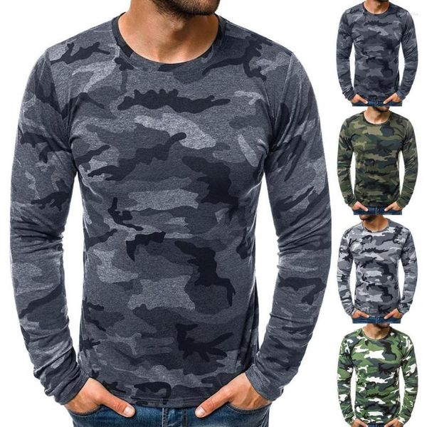 Camisetas para hombre, camiseta táctica militar de camuflaje con cuello redondo, camiseta ajustada de manga larga, jersey para hombre, caza, senderismo, Camping, Base de otoño