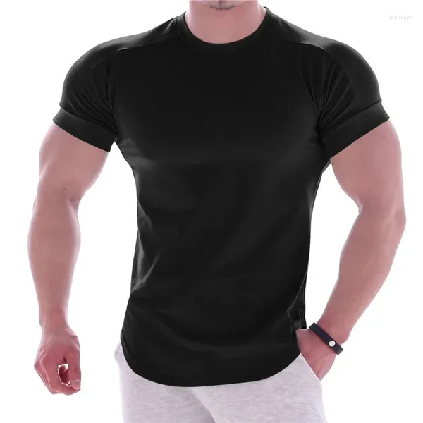 T-shirts hommes hommes à manches courtes mode T-shirt gymnases fitness sport coton mâle bodybuilding maigre t-shirt été hauts vêtements