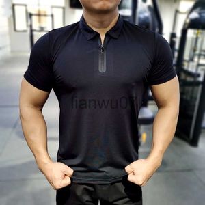 Heren T-shirts Heren hardloopshirt met korte mouwen Sport Outdoor Jogging Tops Gym Training Dry Fit Training Sportkleding elastische polorits T-shirt J230705