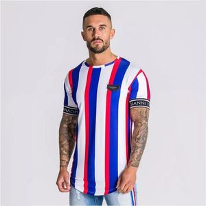 T-shirts pour hommes T-shirt à manches courtes pour hommes Fitness Slim Street Blue T-shirt Siksilk Gymnases Tees Tops Summer Fashion Casual ClothiMen's