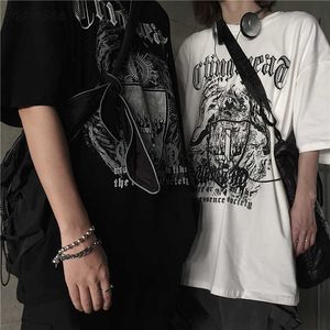T-shirts pour hommes T-shirts à manches courtes pour hommes Été Plus la taille S5XL Harajuku Gothique Couples Imprimer Hip Hop Esthétique Graphique Nouvelle Mode Oneck Tees Z0522
