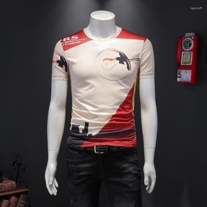 Camisetas para hombre, camiseta de hielo de seda para hombre, camiseta de verano 2023, camisetas de manga corta de Color champán para hombre