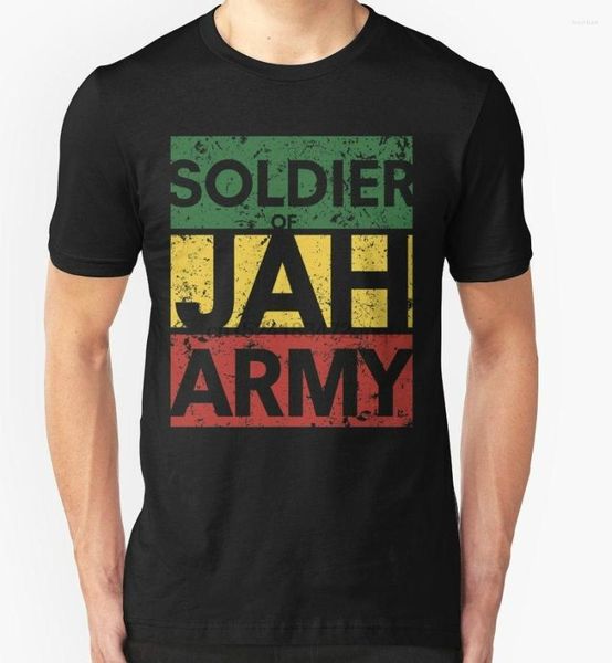 Camisetas para hombre, camiseta negra de soldado de Jah Army, camisetas de moda de alta calidad de Jamaica Marley Rasta