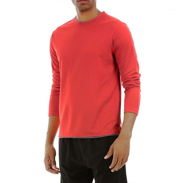 Camisetas para hombres Hombres Deportes Tops Camiseta de cuello redondo Correr al aire libre Fitness Ropa de manga larga Color sólido Moda 2022 Tees en línea