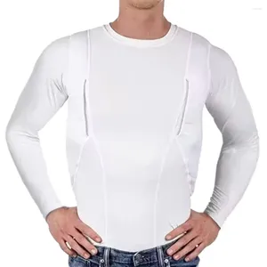 T-shirts pour hommes hommes de printemps haut à manches longues Slim Fit Couleur solide élasticité O Cou Rapide Dry Soft Size Mid Longue T-shirt décontracté