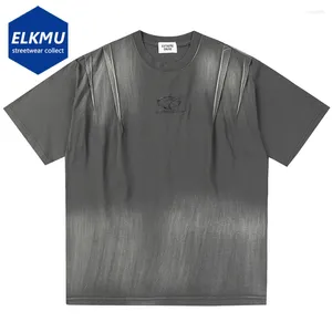 T-shirts masculins Streetwear Tie Dye T-shirt en coton surdimensionné de la mode plissée surdimension