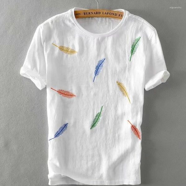 T-shirts pour hommes Hommes Summer Coton T-shirt à manches courtes Chine Peinture Impression Vintage Slim Fit Col rond Casual Pull Style