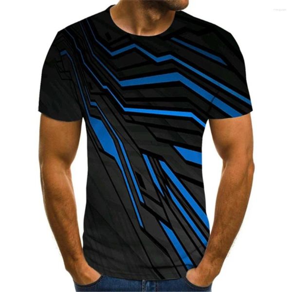 T-shirts masculins Men de couleurs géométriques de mode des hommes