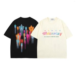 Camisetas para hombre, camisetas holgadas de algodón de verano para hombre, camisetas de gran tamaño con estampado gráfico de estrellas, camisetas de Hip Hop, camiseta de calle, camisetas de manga corta