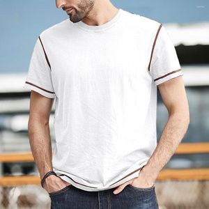 T-shirts pour hommes Hommes T-shirt d'été Couleur correspondant à col rond Pull à manches courtes Pantalons décontractés Respirant Mid Longueur Top Vêtements