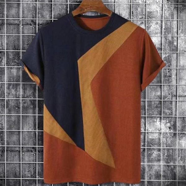 T-shirts pour hommes Hommes T-shirt d'été Contraste Couleur Rayé 3D Impression géométrique Casual Gardez le refroidissement Manches courtes Top Vêtements