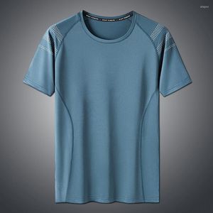 Camisetas para hombre, camiseta de verano para hombre, seda de hielo, transpirable, Color sólido, cuello redondo, manga corta, holgada, jersey para mantener la refrigeración, ropa superior para la playa