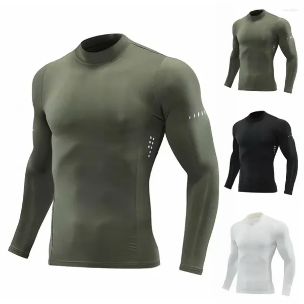 T-shirts pour hommes Hommes Sutumn Spring Top Slim Fit Skinny Demi-haut Col Élastique À Manches Longues Couleur Unie Doux Respirant