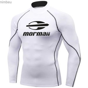 T-shirts masculins Chapeaux de bain pour hommes T-shirt plage UV Protection de se maillot de bain éruption cutanée à manches longues surf surf de la plongée du maillot de bain T-shirt Rashguardl240110