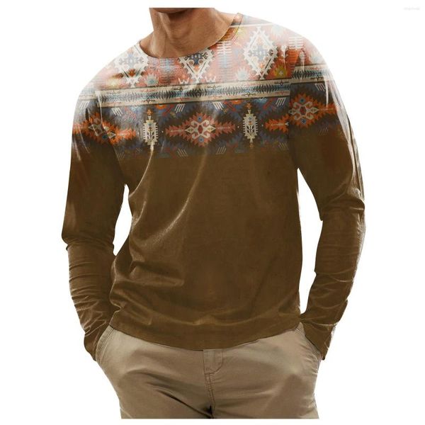 T-shirts pour hommes T-shirt pour hommes 2023 Mode Casual Stripe Imprimé Tops à manches longues Blouse Vêtements Vintage T-shirts Drop