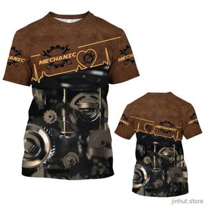 Camisetas para hombres Camiseta para hombres Mecanicto estampado Camiseta Herramientas de mantenimiento de camisetas Camas de manga corta Camiseta de moda de moda