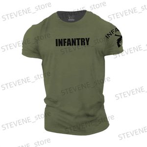Heren T-shirts Heren T-shirt Militair Letter Gun Print Ronde hals Oversized shirt Sport Street Style T-shirt met korte mouwen Hoge kwaliteit Heren top T231219