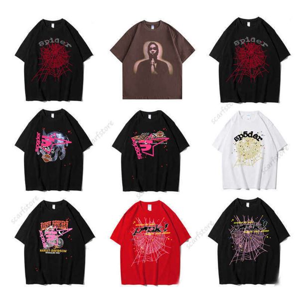 Camisetas para hombres Hombres Camiseta Pink Young Thug Sp5der 555555 Mans Mujeres Calidad Espuma Impresión Araña Web Patrón Camiseta Moda Tees Top Suclothes Venta al por mayor