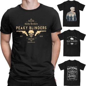 T-shirts masculins T-shirt Shelby Brothers Novelty Round Coule à manches courtes T-shirts blancs 100% coton Awesome Clothing T240425