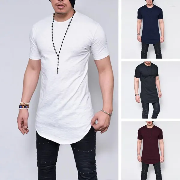 Camisetas para hombres camiseta para hombres color sólido cuello redondo de mangas cortas de longitud corta