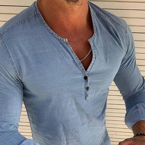 T-shirts pour hommes T-shirt pour hommes couleur unie col en V été à manches longues haut rond pour la mode de fête hauts sexy vêtements Street Wear Xxxl