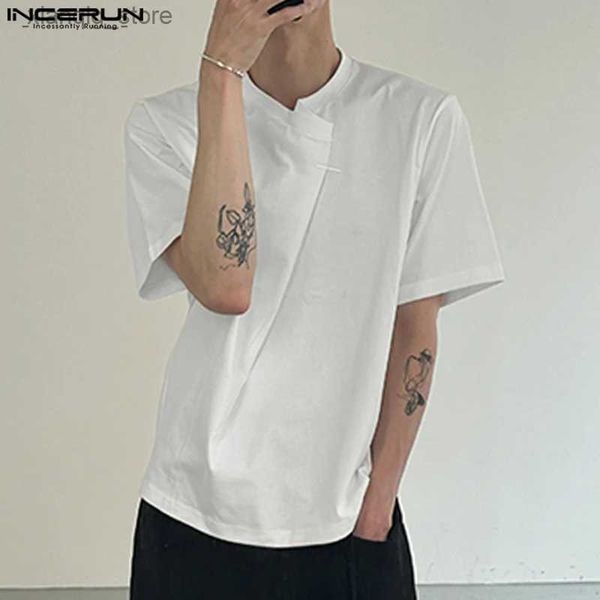 Camisetas para hombres Hombres camiseta sólida manga corta plisada suelta estilo coreano hombres ropa streetwear verano 2024 elegante tee tops s-5xl24328