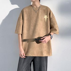 Camisetas para hombre, camiseta para hombre, camiseta Vintage con estampado de estrellas de manga corta para hombre, camisetas holgadas de gamuza de verano para hombre, camisetas de cuello redondo a la moda